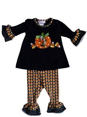 Bonnie Baby 2-Piece Halloween Outfit (Candy Corn Print) - 12M